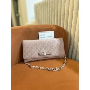 Gucci Guccissima Bow Wallet Pink GG Monogram Authentic COA
